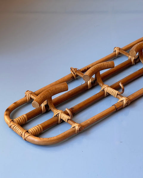 Vintage rattan coat rack