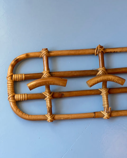 Vintage rattan coat rack