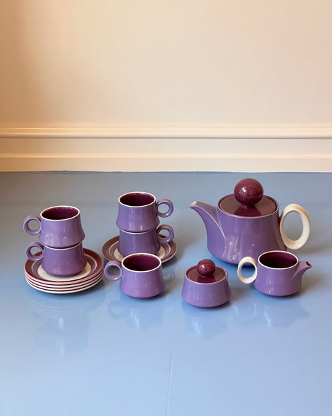 Vintage Italian purple ceramic coffee set/tableware