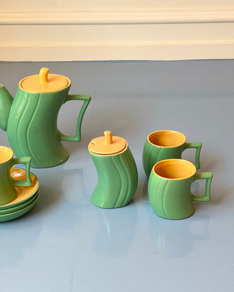 Vintage Italian green ceramic coffee set/tableware