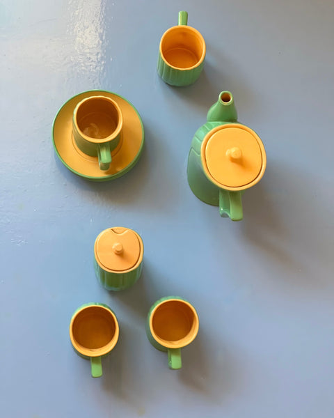 Vintage Italian green ceramic coffee set/tableware