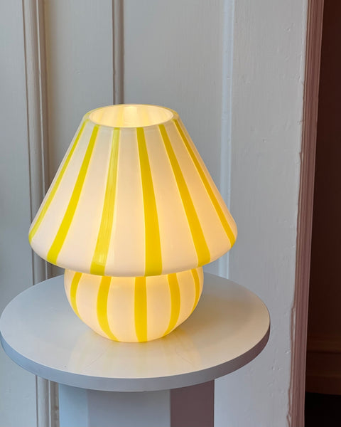 Mushroom table lamp - Yellow vertical stripes