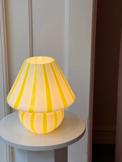 Mushroom table lamp - Yellow vertical stripes