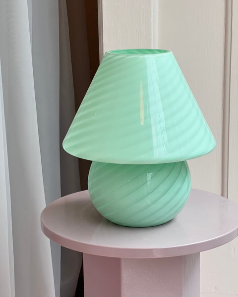 Mushroom table lamp - Light mint green swirl