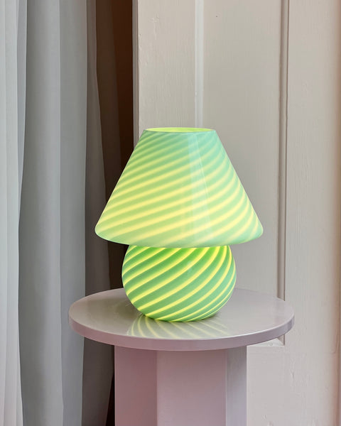 Mushroom table lamp - Light mint green swirl