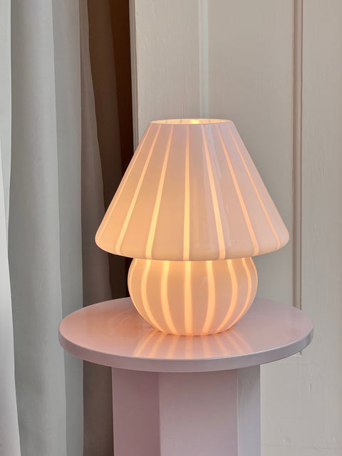 Mushroom table lamp - Light pink vertical stripes