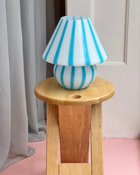 Mushroom table lamp - Blue vertical stripes