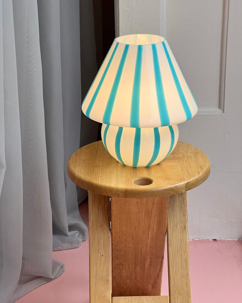 Mushroom table lamp - Blue vertical stripes