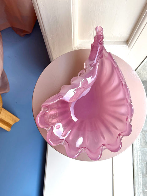 Vintage opal pink Murano shell bowl