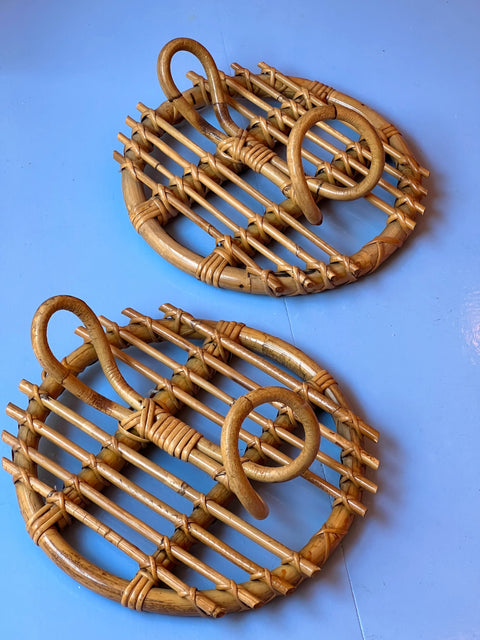 Vintage rattan coat rack