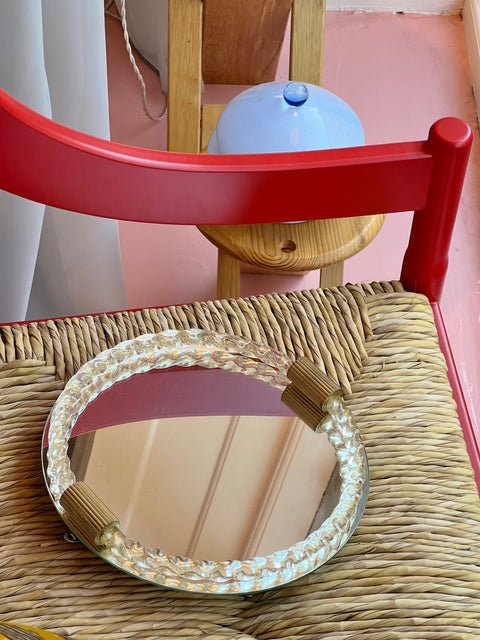 Vintage Italian mirror with twisted clear/golden glass frame