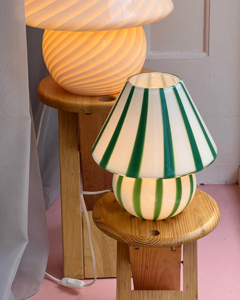 Mushroom table lamp - Green vertical stripes