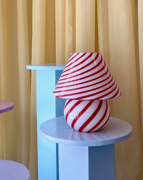 Mushroom table lamp - Red swirl