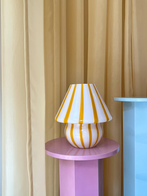 Mushroom table lamp - Yellow/amber vertical stripes