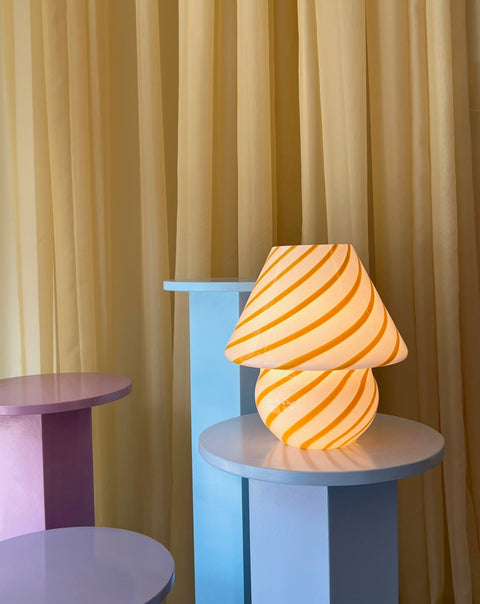 Mushroom table lamp - Yellow/amber swirl