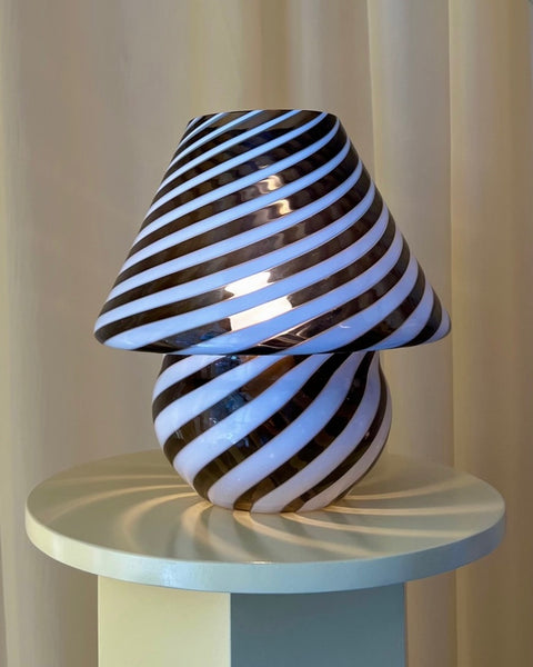 Mushroom table lamp - Black/white/transparent swirl