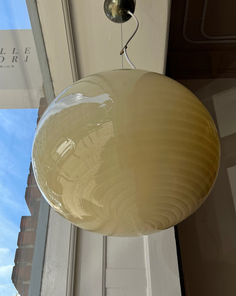 Vintage oval yellow swirl Murano ceiling lamp (D40)