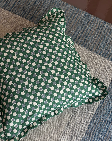 Faye ruffled cushion - Pea Green