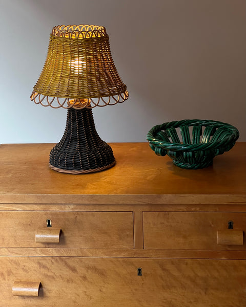 Vintage french rattan table lamp