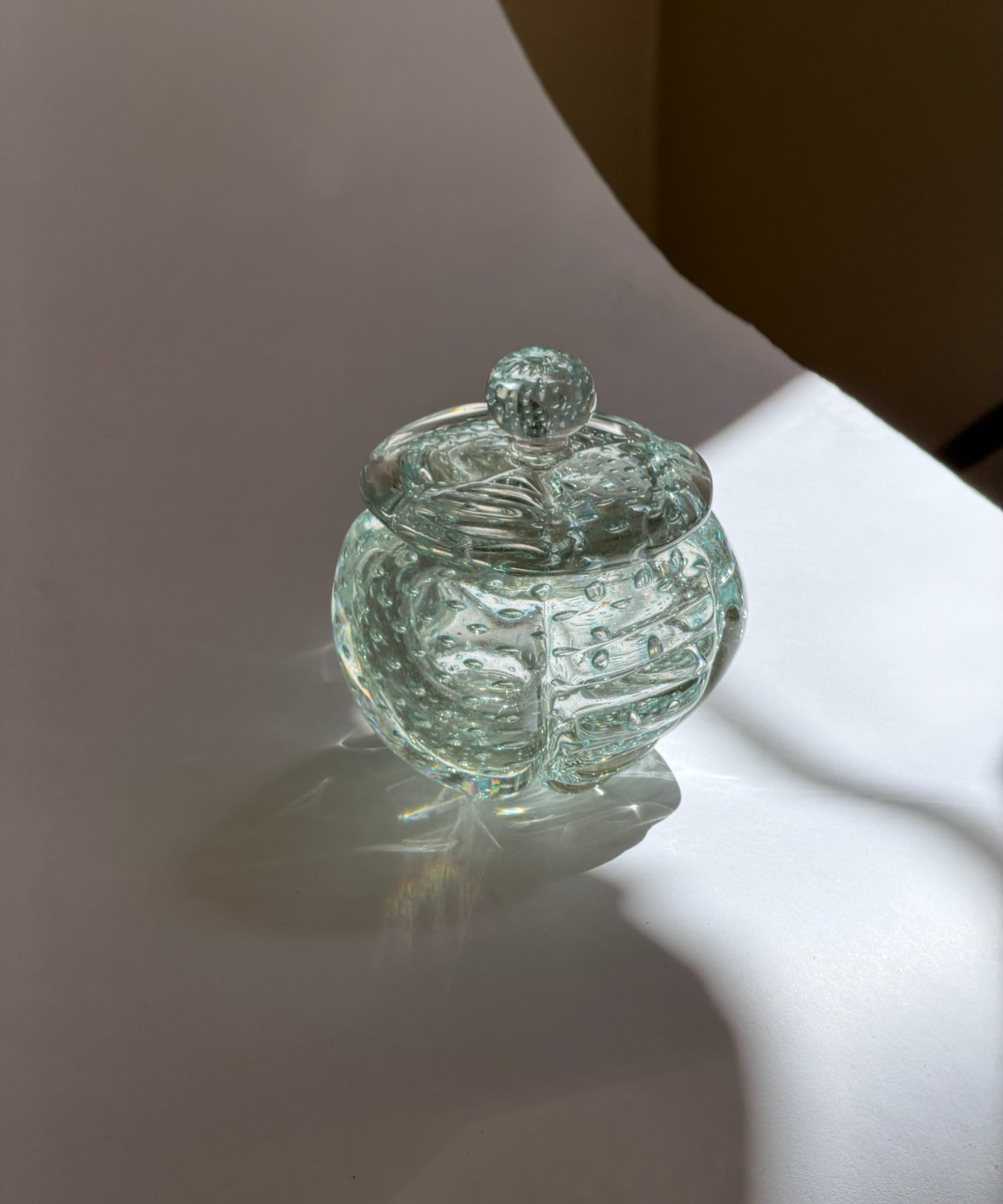 Vintage clear / light blue Murano bonbonniere