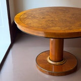 Vintage round lacquered burl wood dining table