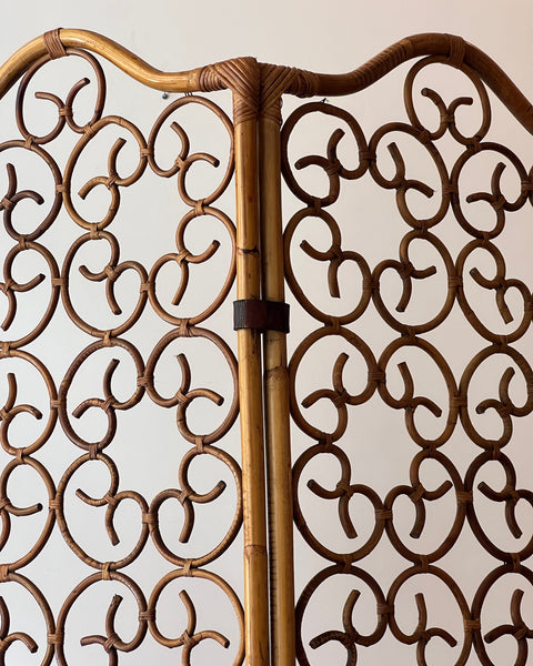 Vintage woven rattan room divider screen/paravant