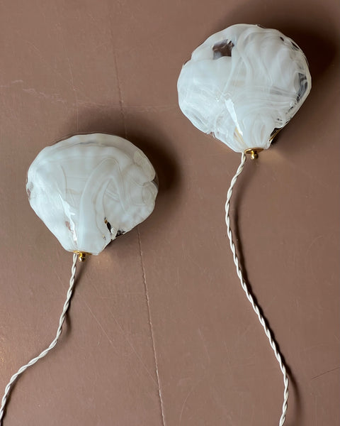 Vintage milky white/clear Murano wall lamps (sold as a pair)