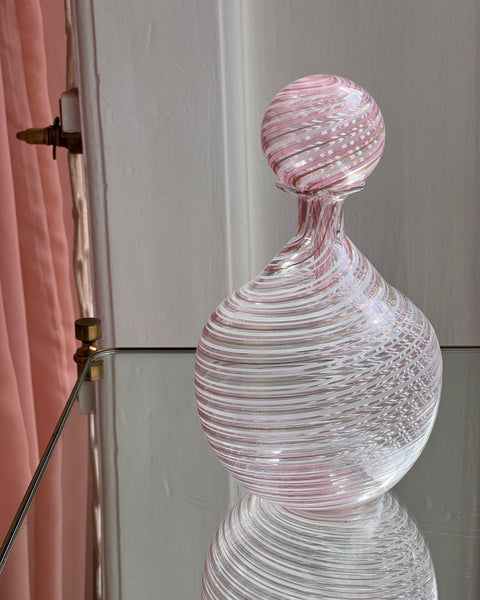 Vintage pink/white Murano swirl carafe