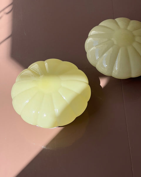 Vintage Murano opal yellow ceiling/wall lamp (D28) (2 available)