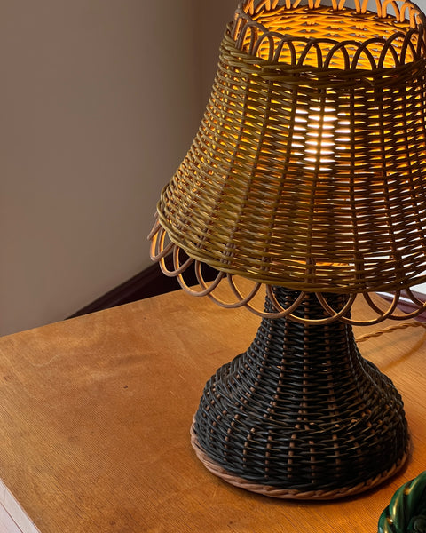 Vintage french rattan table lamp