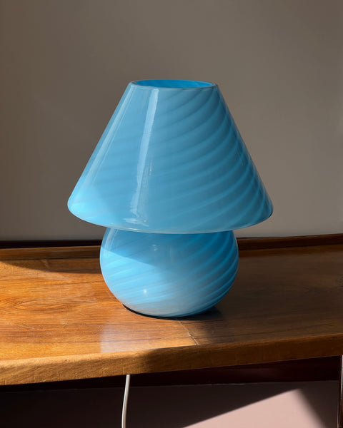 Mushroom table lamp - Light blue swirl