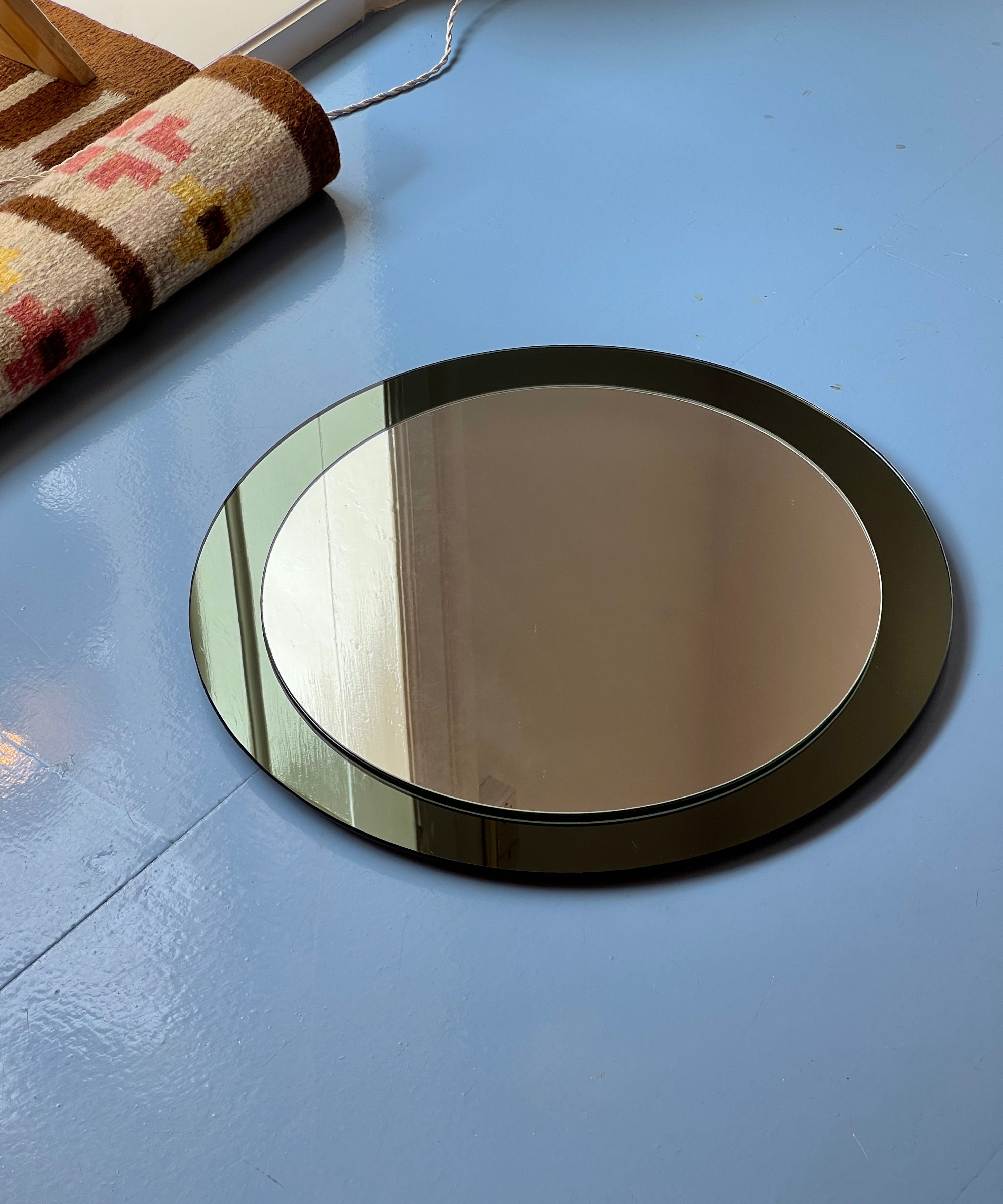 Vintage Green Round Italian Mirror