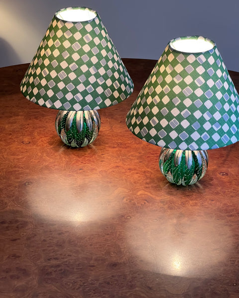 Vintage green/silver Murano table lamp (incl. lampshade) (2 available)