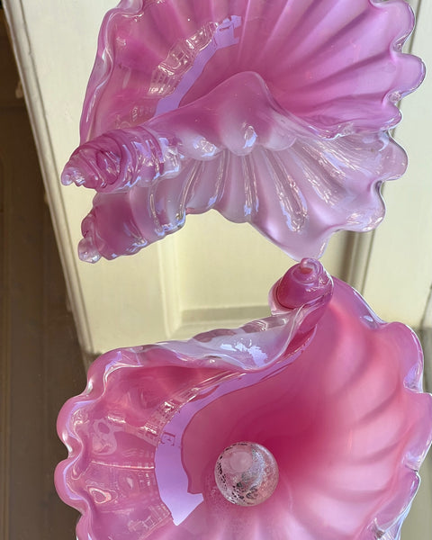 Vintage opal pink Murano shell bowl (2 available)