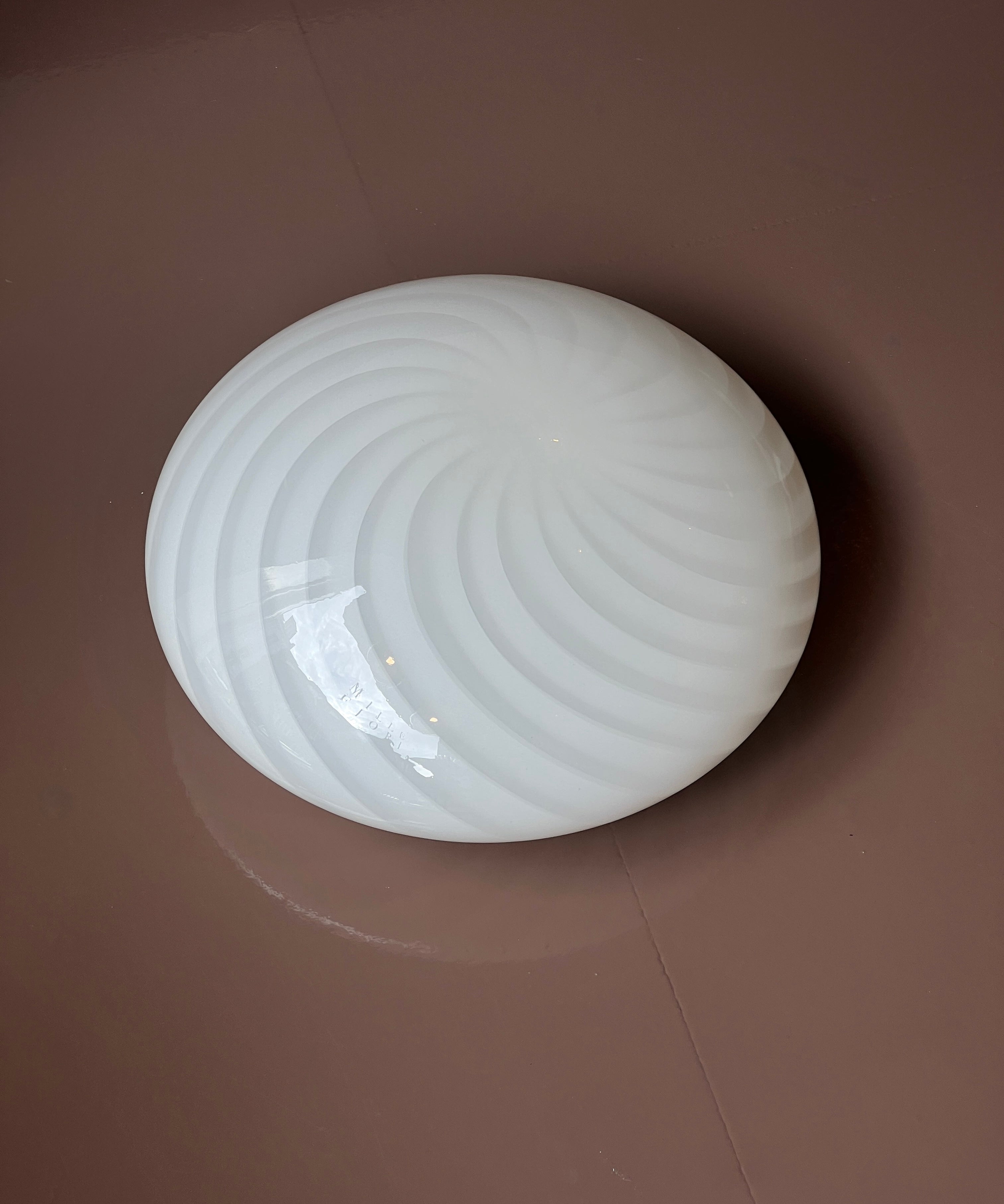Vintage Murano white swirl ceiling/wall lamp (D36)
