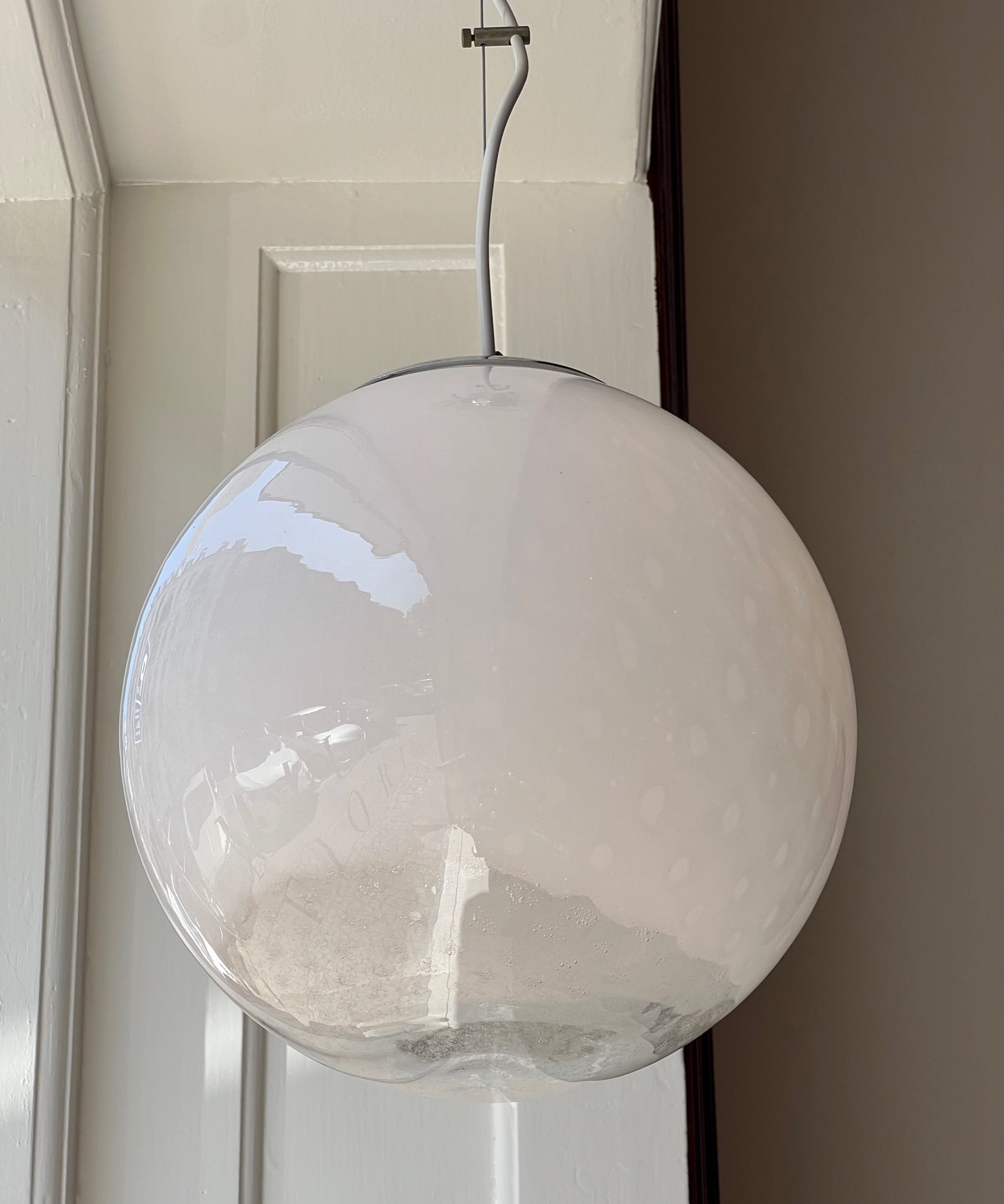 Vintage white clear Murano ceiling lamp (D30)