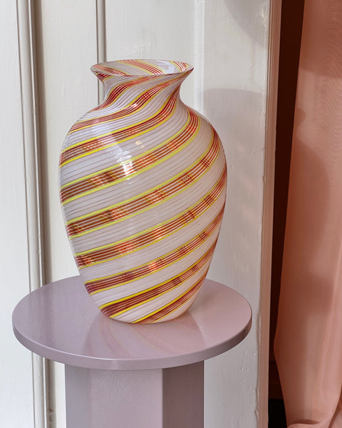 Vintage yellow / red / white swirl Murano vase