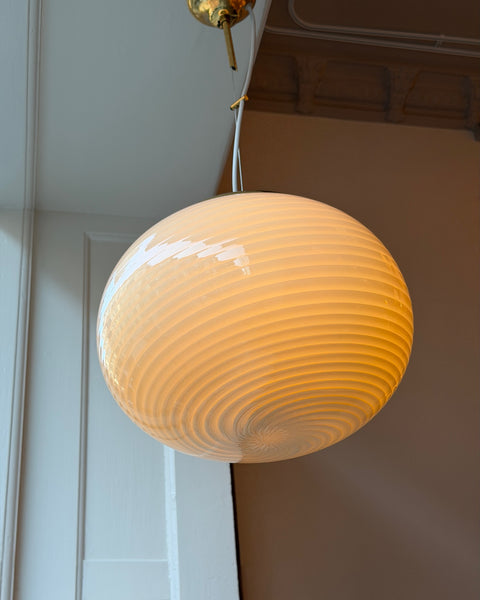 Vintage oval yellow swirl Murano ceiling lamp (D35)