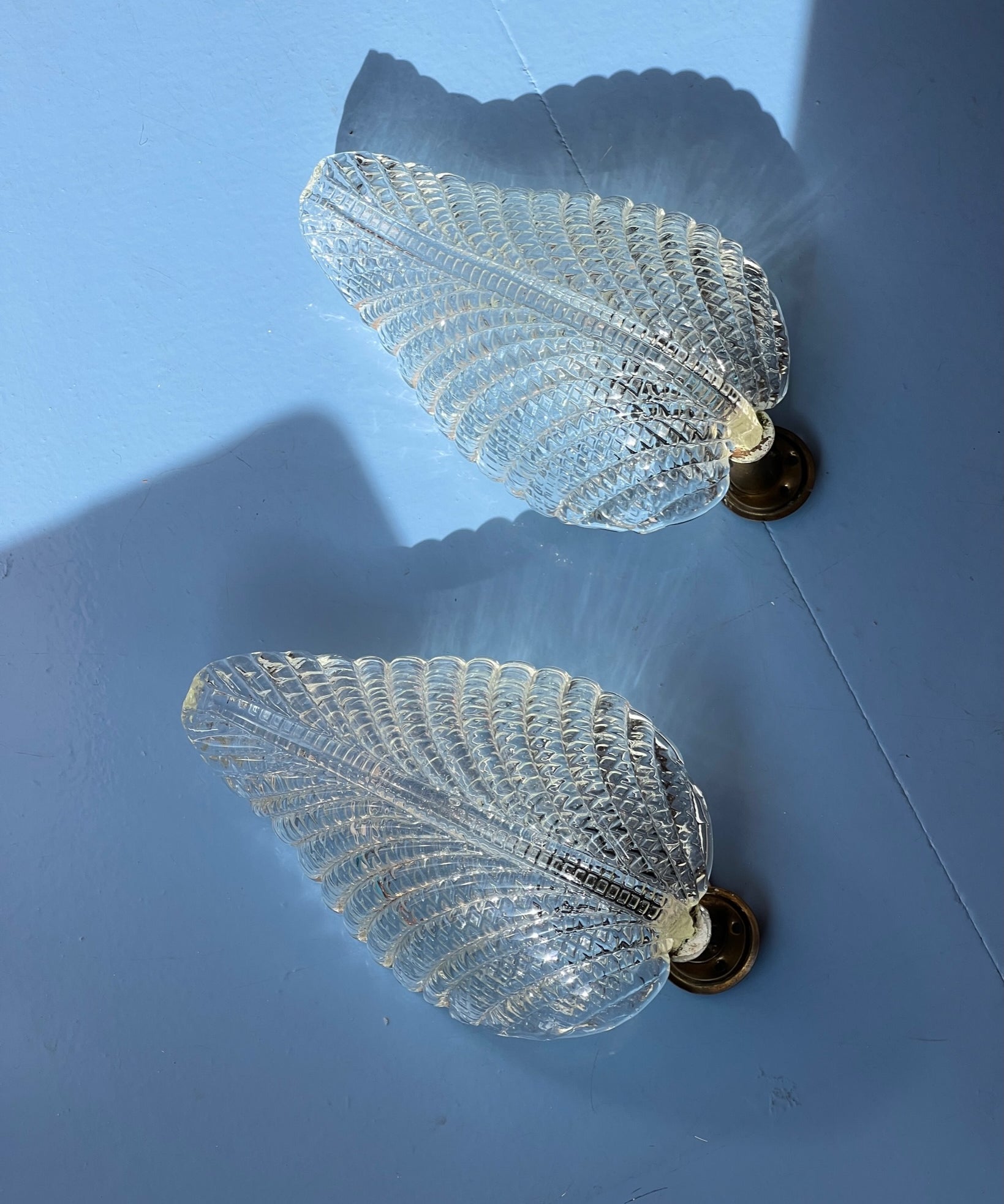 Vintage Murano leaf wall lamp (2 available)