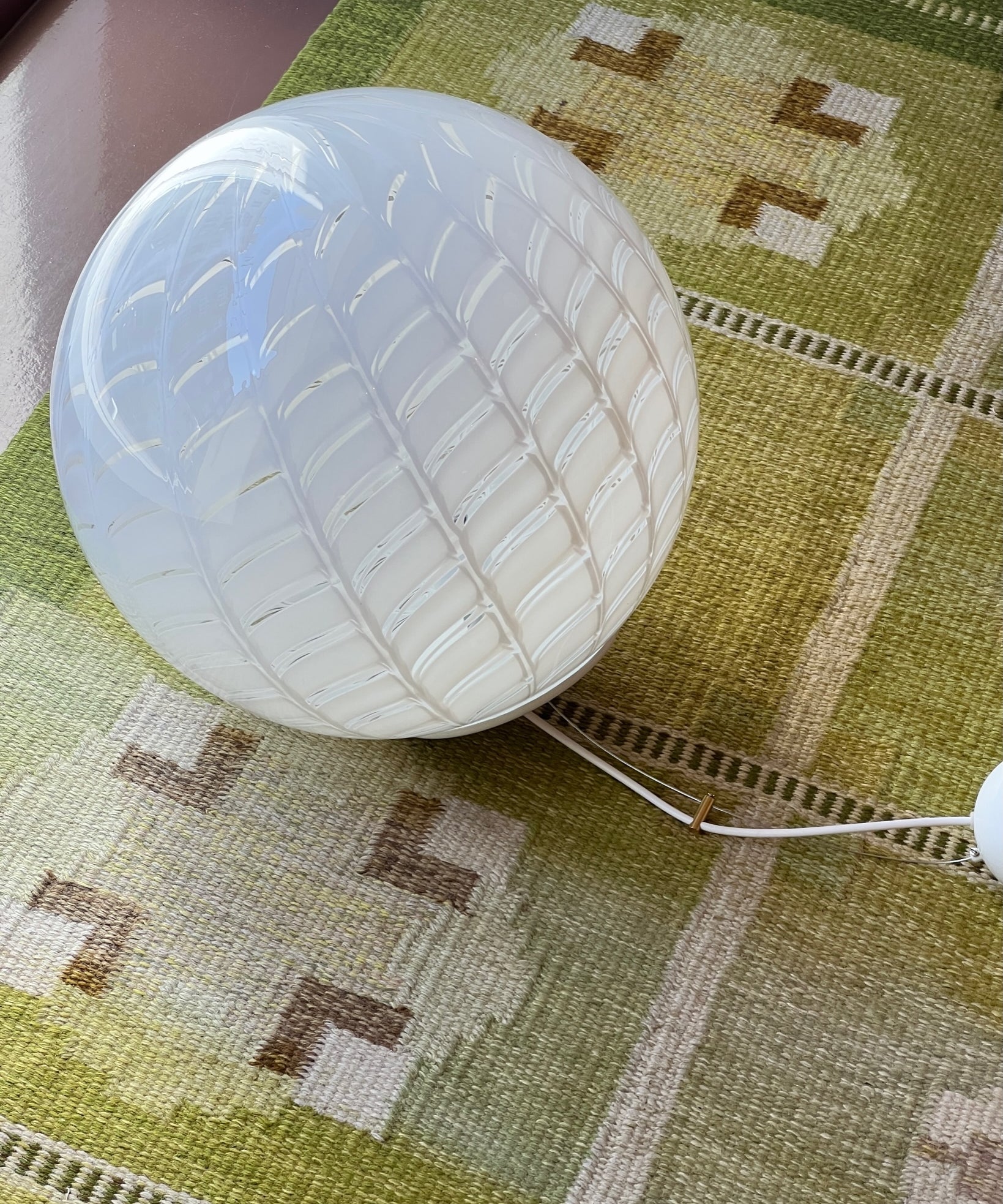 Vintage round white pattern Murano ceiling lamp (D40)