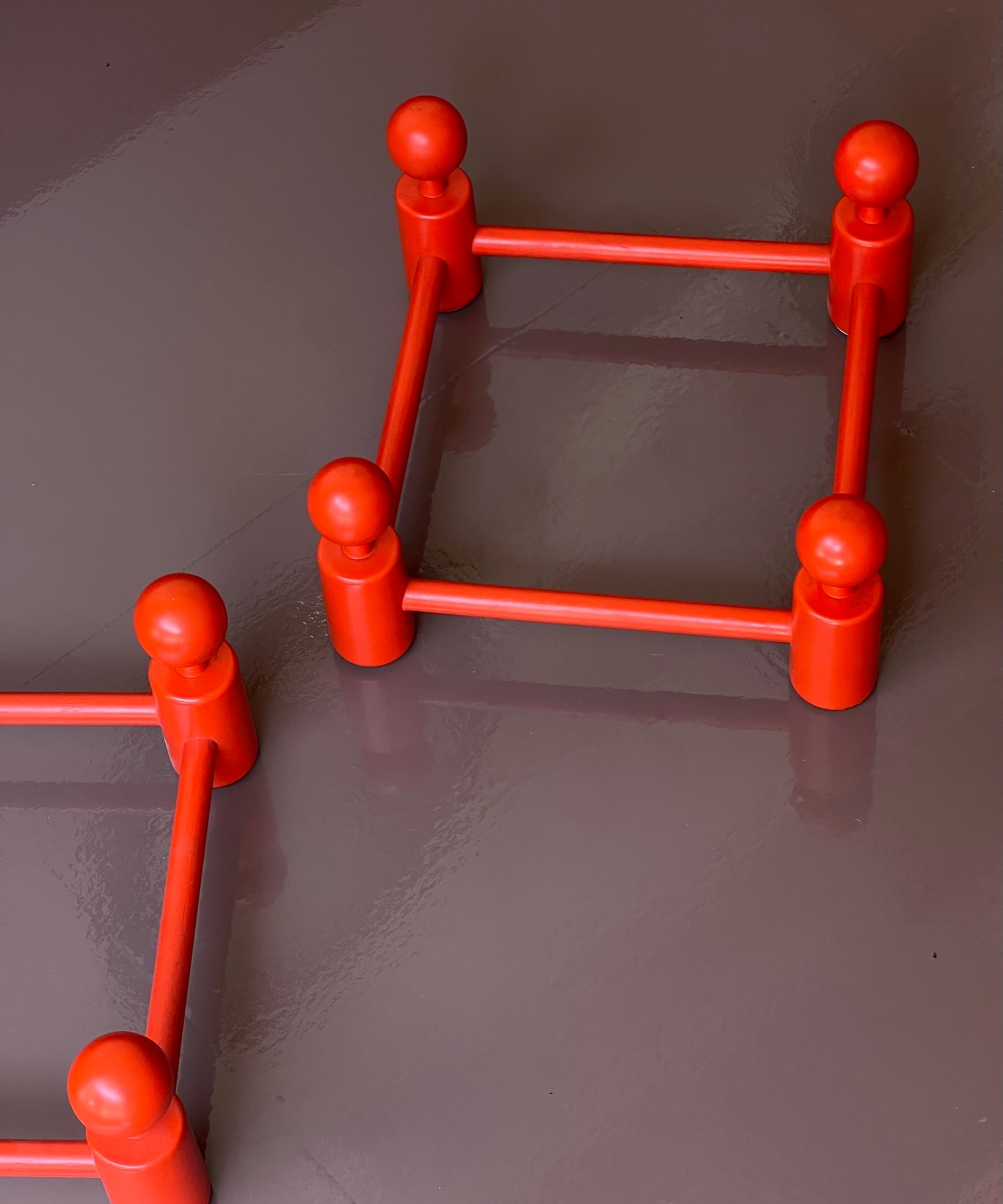 Vintage red wooden coat rack (2 available)