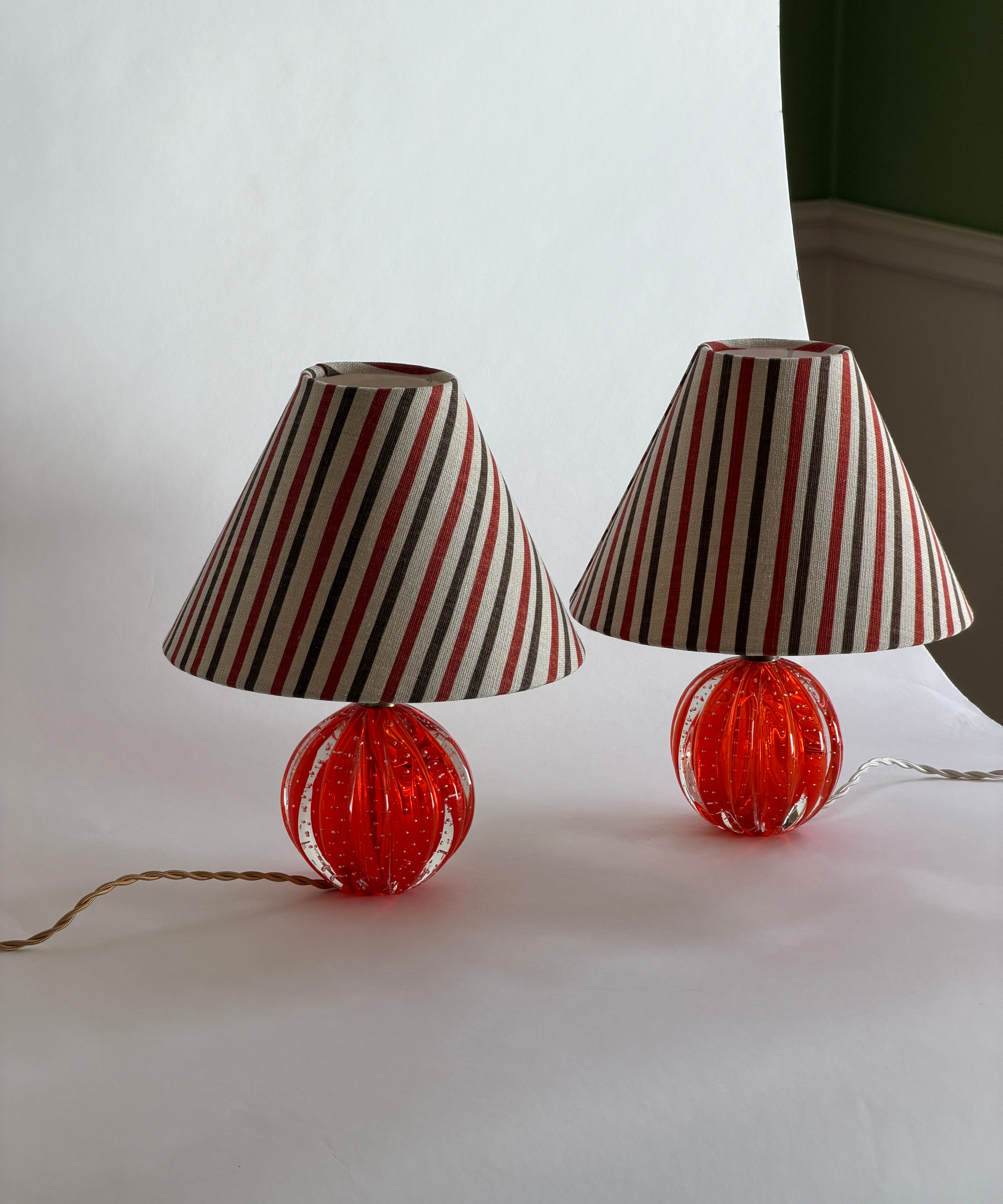 Vintage orange Murano table lamp (incl. lampshade) (2 available)