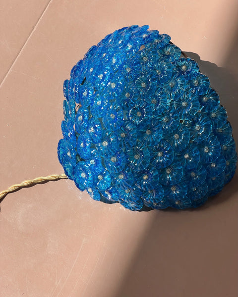 Vintage blue Murano flower wall lamp