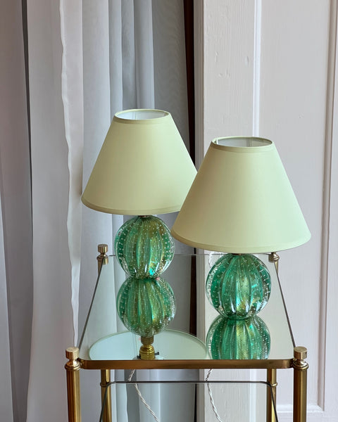 Vintage green Murano table lamp (with shade)