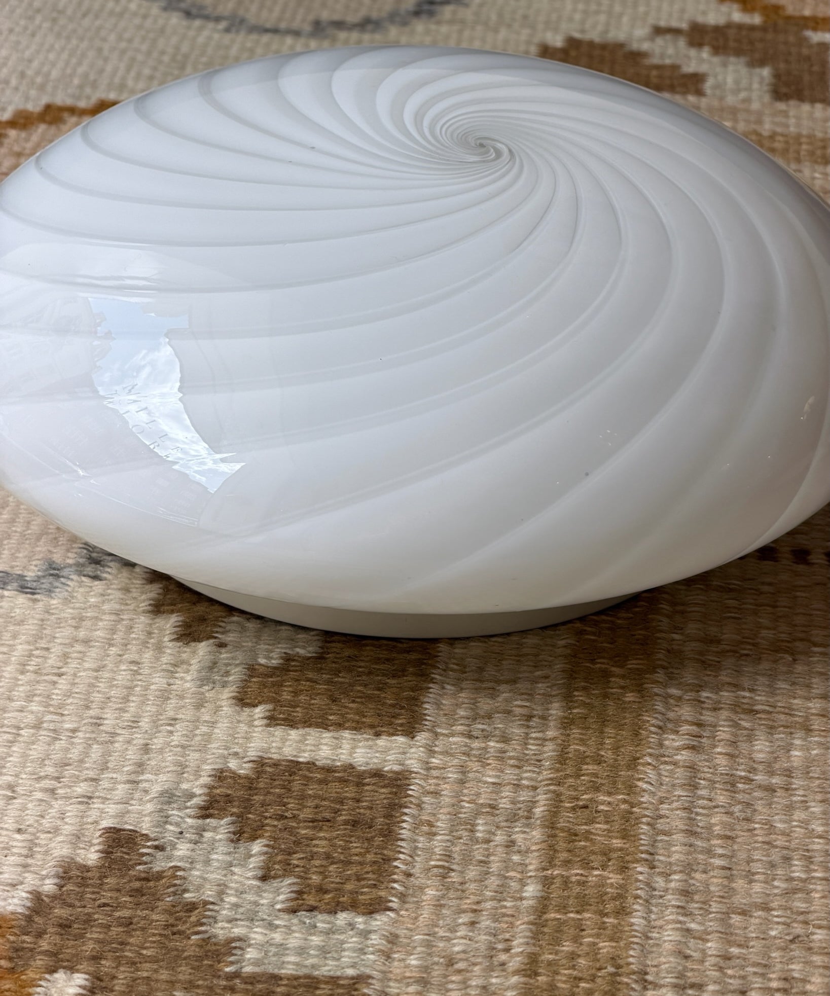 Vintage Murano white swirl ceiling/wall lamp (D36)