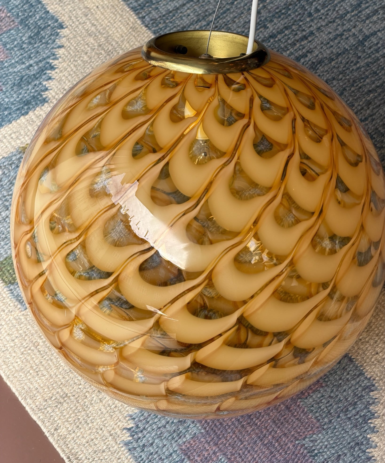 Vintage golden clear Murano ceiling lamp (D40)