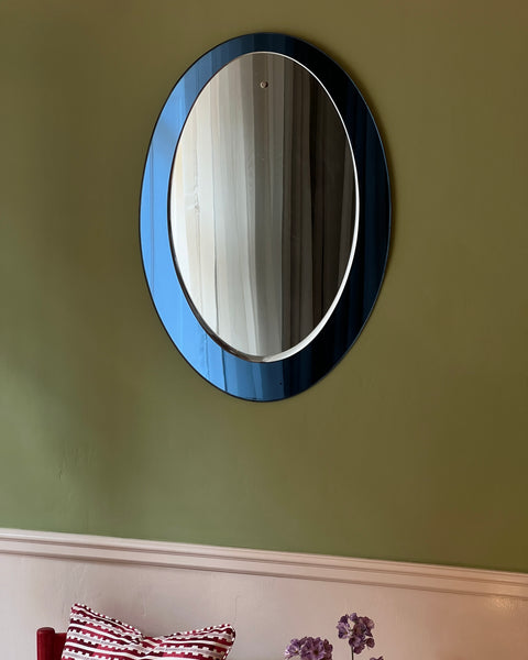 Vintage Italian mirror with blue mirror frame