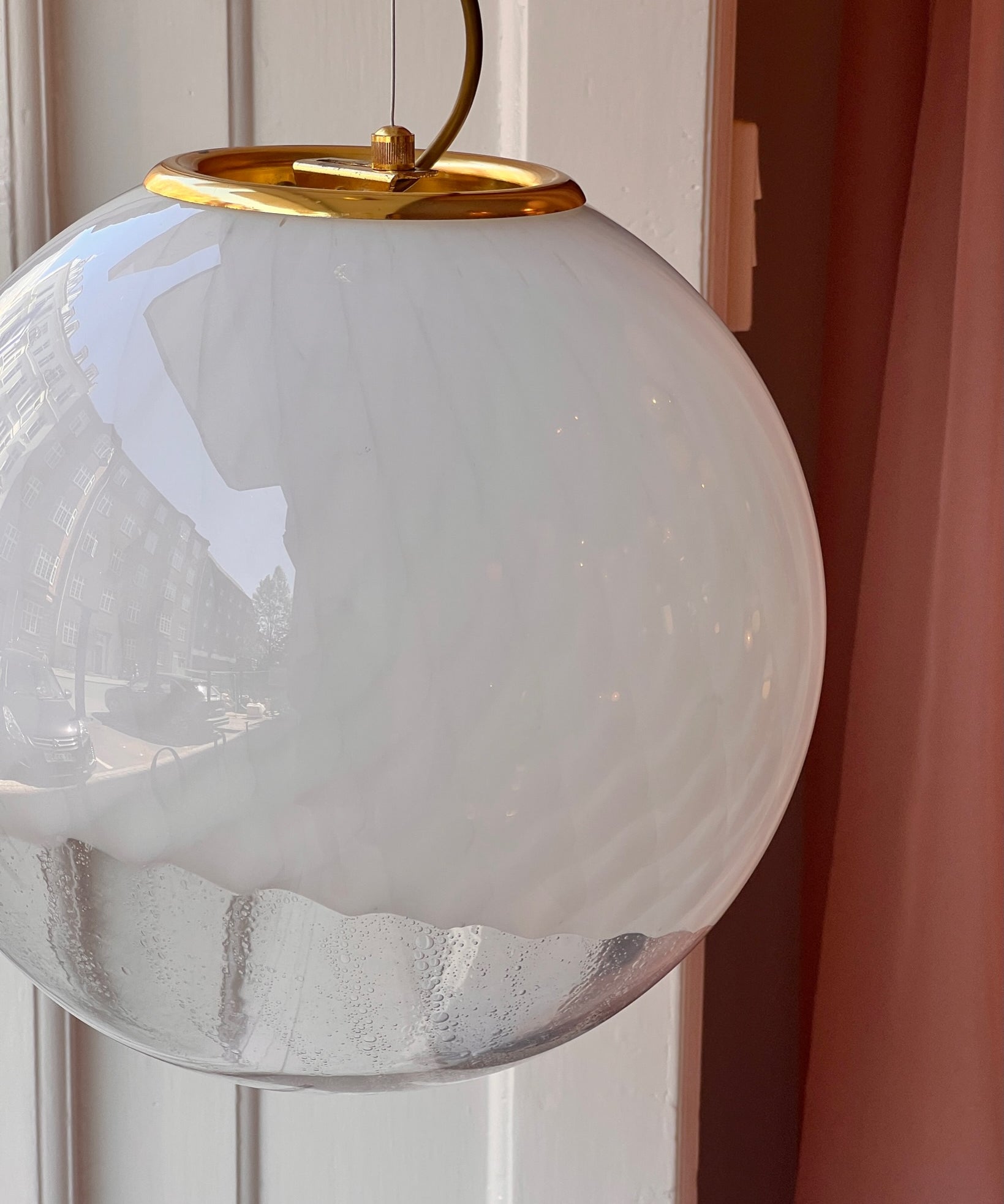 Vintage Murano white/clear Anemone ceiling lamp