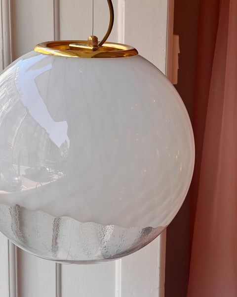 Vintage Murano white/clear Anemone ceiling lamp