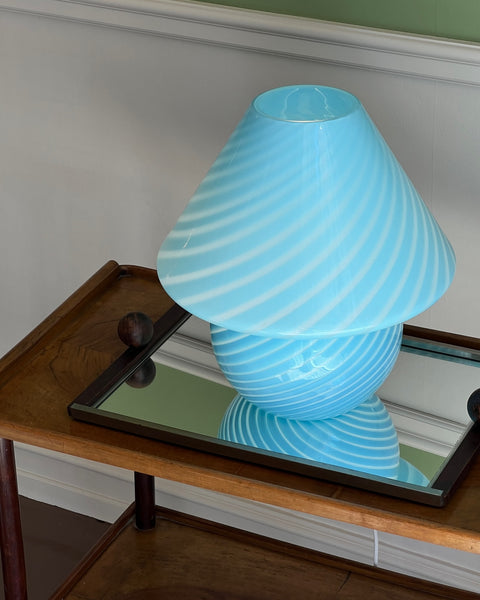 Mushroom table lamp - Light blue swirl (Large)